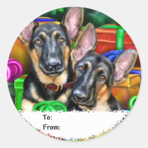 German Shepherd Open Gifts Christmas Gift Tags