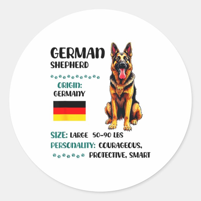 German Shepherd Origin Funny German Shepherd Lover Classic Round Sticker (Front)