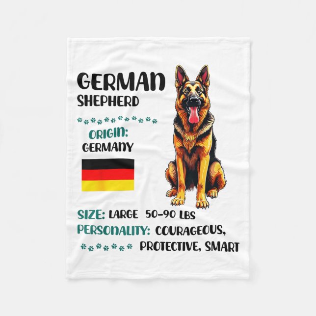 German Shepherd Origin Funny German Shepherd Lover Fleece Blanket (Front)