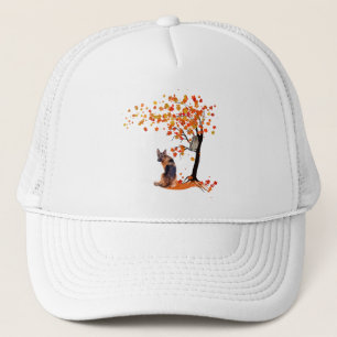 German Shepherd Owl And Fall Tree Dog Owner Autumn Trucker Hat