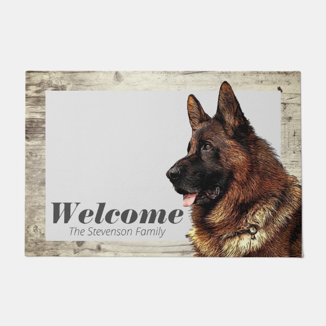 German Shepherd Painting Animal Dog Welcome Family Doormat (Front)