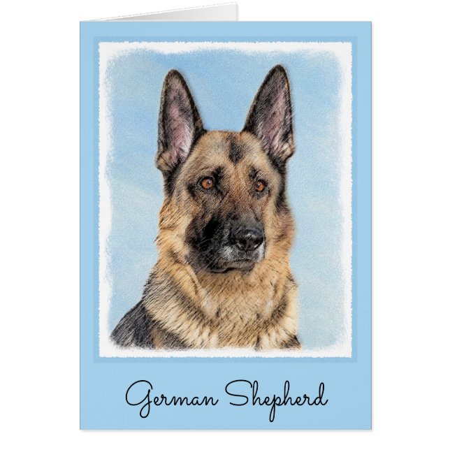German Shepherd Painting - Cute Original Dog Art (Front)