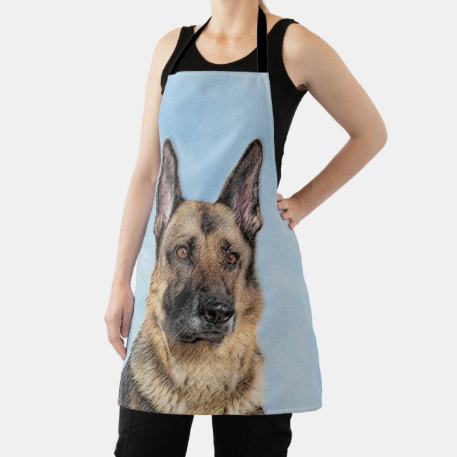 German Shepherd Painting - Cute Original Dog Art Apron (Insitu)