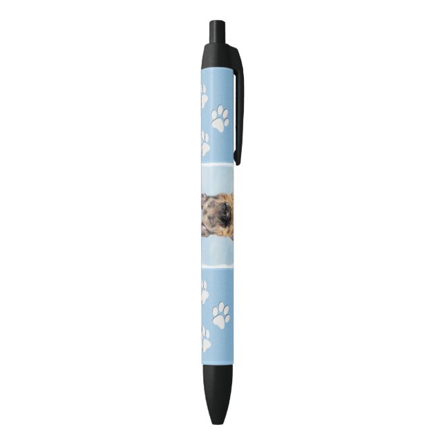German Shepherd Painting - Cute Original Dog Art Black Ink Pen (Bottom (Vertical))