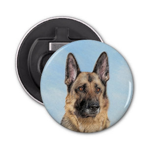 German Shepherd Painting - Cute Original Dog Art Bottle Opener