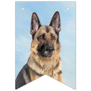 German Shepherd Painting - Cute Original Dog Art Bunting