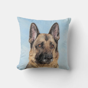 German Shepherd Painting - Cute Original Dog Art Cushion