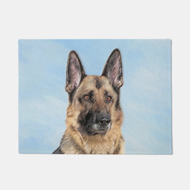 German Shepherd Painting - Cute Original Dog Art Doormat (Front)
