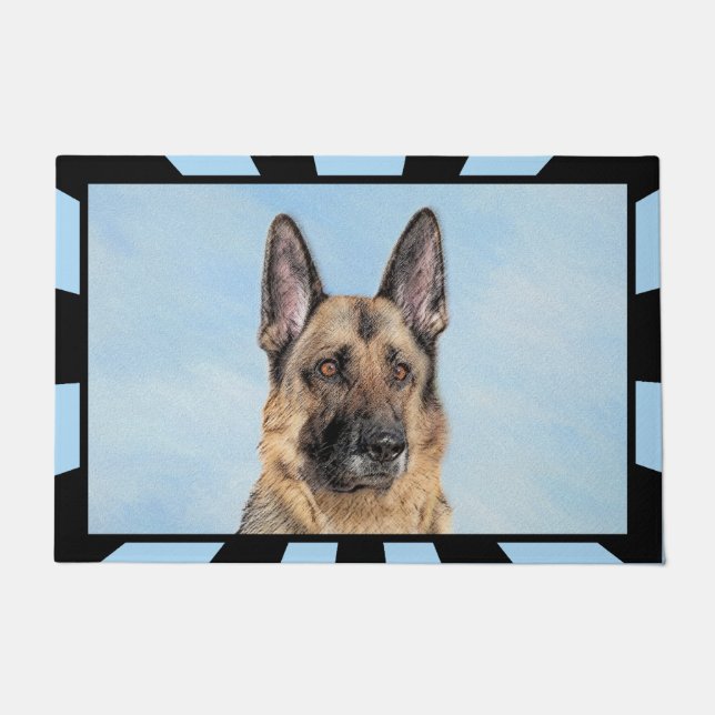German Shepherd Painting - Cute Original Dog Art Doormat (Front)