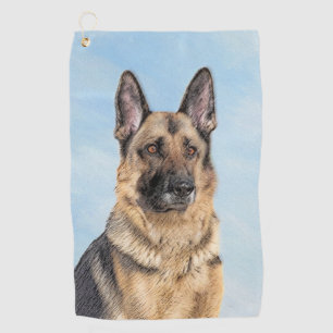 German Shepherd Painting - Cute Original Dog Art Golf Towel