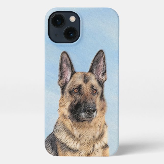 German Shepherd Painting - Cute Original Dog Art iPhone Case (Back)