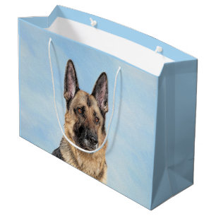 German Shepherd Painting - Cute Original Dog Art Large Gift Bag