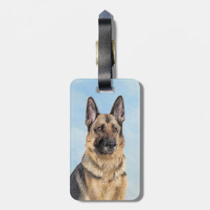 German Shepherd Painting - Cute Original Dog Art Luggage Tag