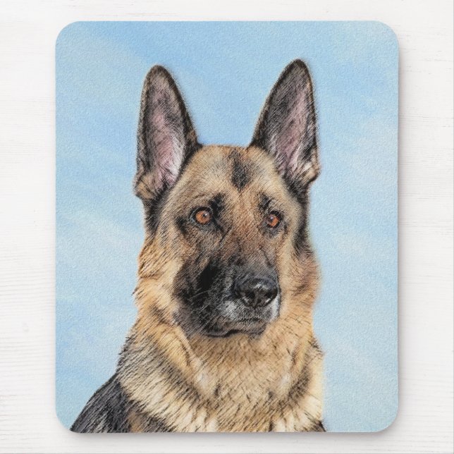 German Shepherd Painting - Cute Original Dog Art Mouse Mat (Front)