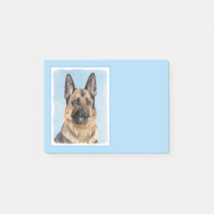 German Shepherd Painting - Cute Original Dog Art Post-it Notes