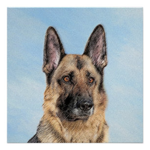 German Shepherd Painting - Cute Original Dog Art Poster
