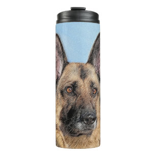 German Shepherd Painting - Cute Original Dog Art Thermal Tumbler