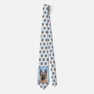 German Shepherd Painting - Cute Original Dog Art Tie