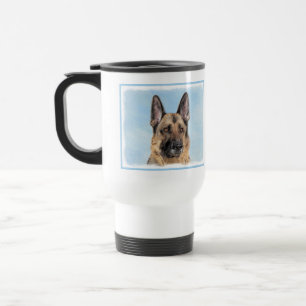German Shepherd Painting - Cute Original Dog Art Travel Mug