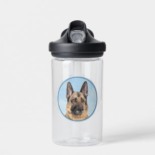 German Shepherd Painting - Cute Original Dog Art Water Bottle