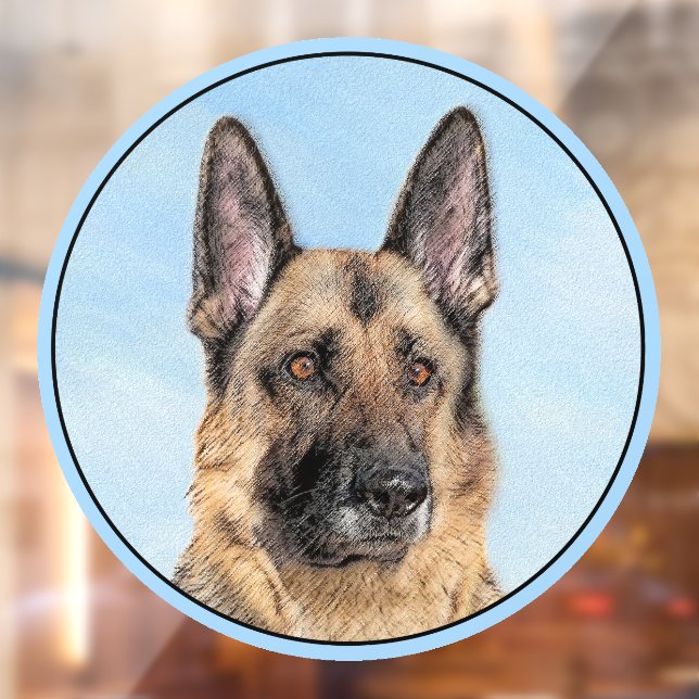 German Shepherd Painting - Cute Original Dog Art Window Cling (Sheet 2)