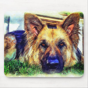 German Shepherd Painting Mouse Mat