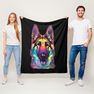 German Shepherd Painting Pretty Pastels  Fleece Blanket