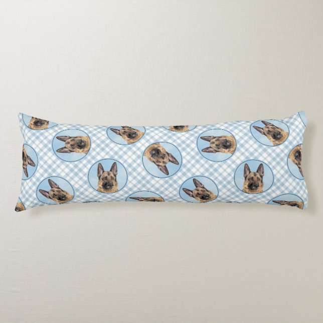 German Shepherd Painting Tan Cute Original Dog Art Body Cushion (Front)