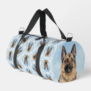 German Shepherd Painting Tan Cute Original Dog Art Duffle Bag