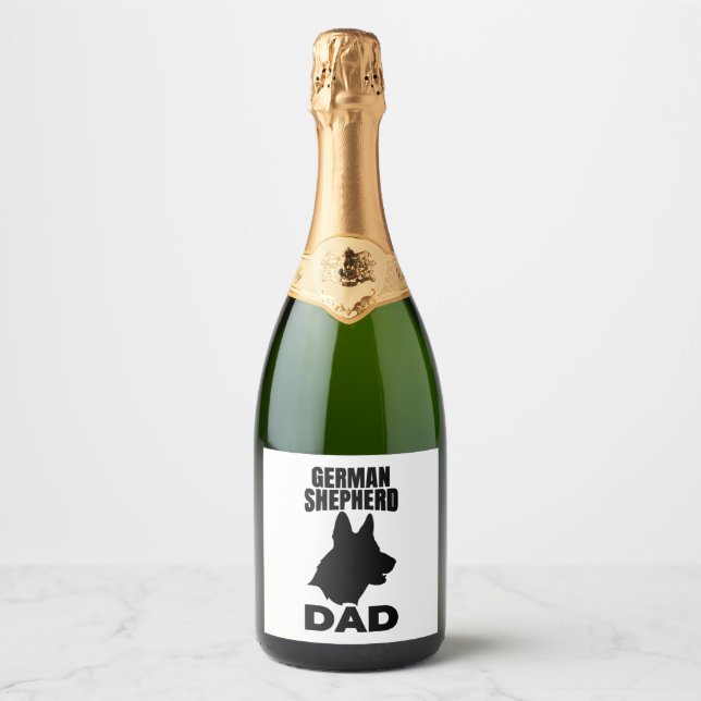 German Shepherd Papa Sparkling Wine Label (Front)