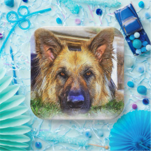German Shepherd Paper Plate