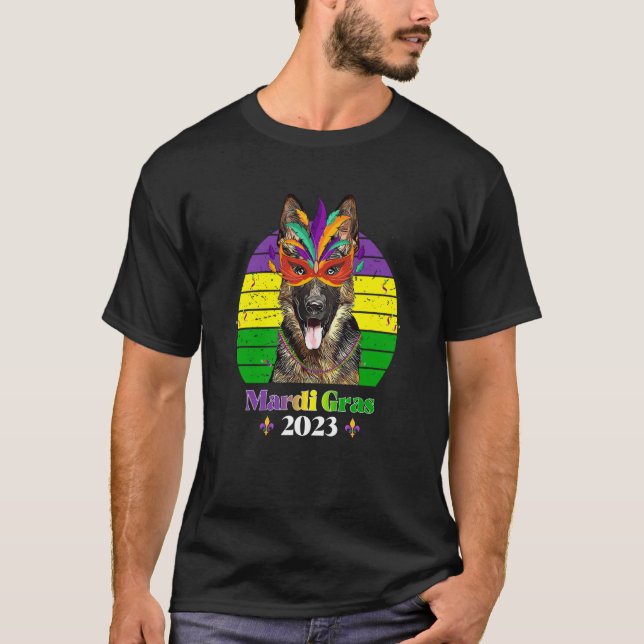 German Shepherd Party Dog Mardi Gras 2023 T-Shirt (Front)