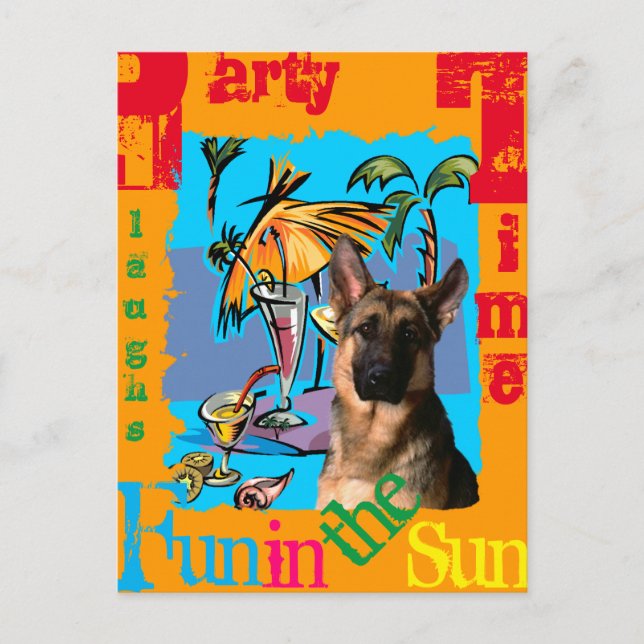 German Shepherd PartyTime Postcard (Front)