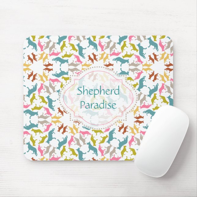 German Shepherd Pastel Pattern Mouse Mat (With Mouse)