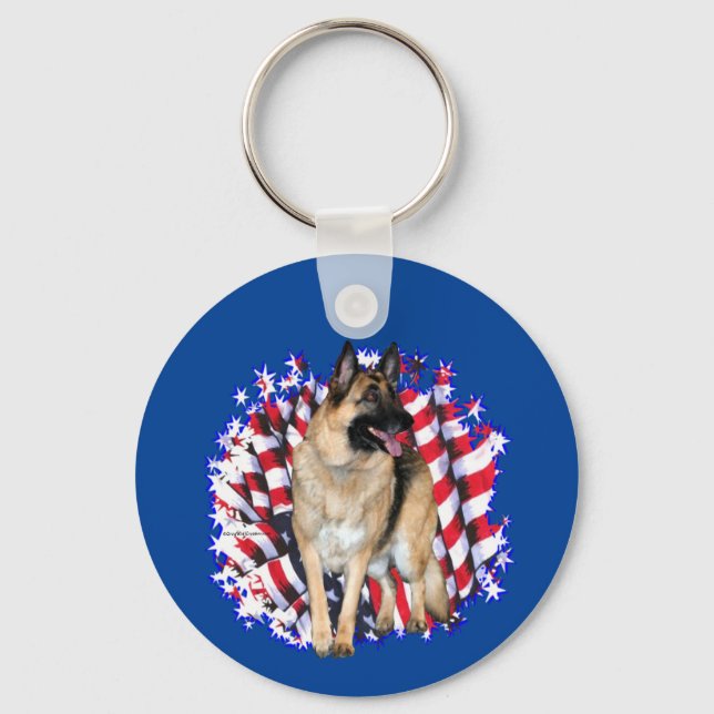 German Shepherd Patriot Key Ring (Front)