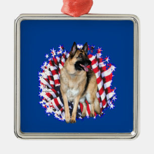 German Shepherd Patriot Metal Tree Decoration