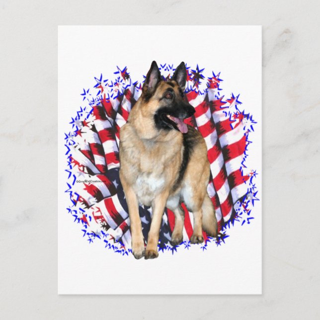German Shepherd Patriot Postcard (Front)