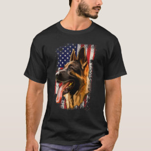 German Shepherd Patriotic American Flag Dog 4th Of T-Shirt