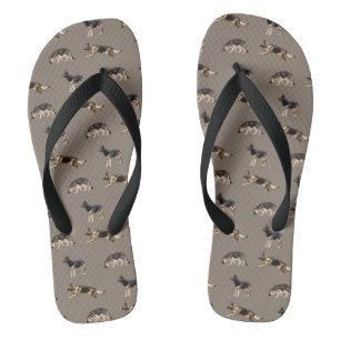 German Shepherd Pattern (Brown) Flip Flops
