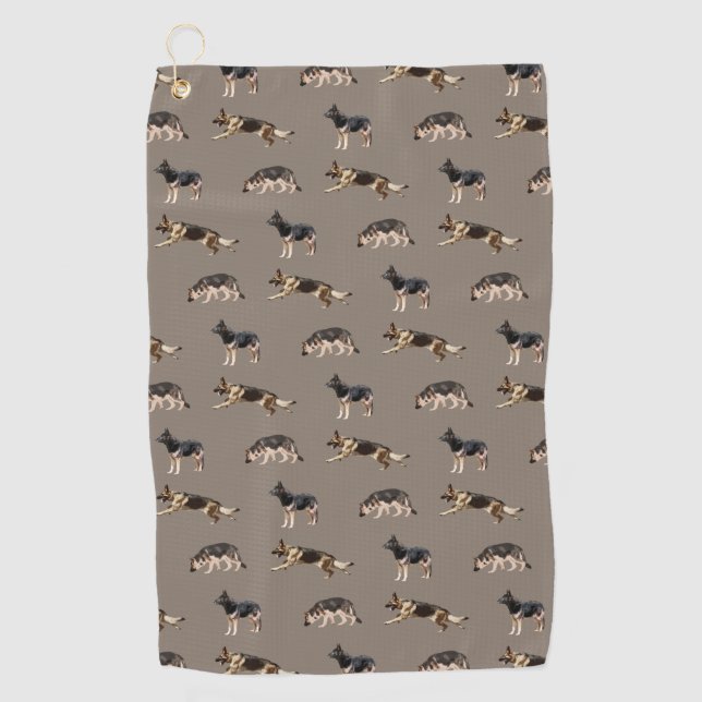 German Shepherd Pattern (Brown) Golf Towel (Front)