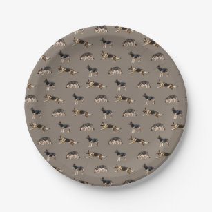 German Shepherd Pattern (Brown) Paper Plate