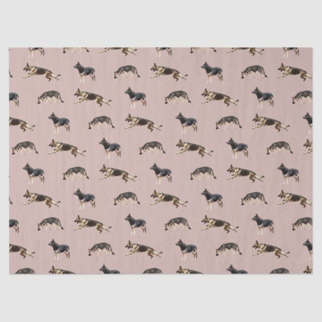 German Shepherd Pattern (Pink) Tissue Paper (Front)