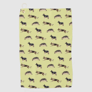 German Shepherd Pattern (Yellow) Golf Towel