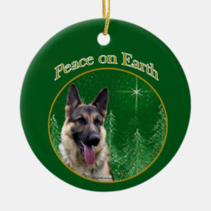 German Shepherd Peace Ceramic Tree Decoration