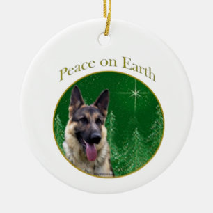 German Shepherd Peace  Ceramic Tree Decoration