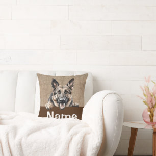 German Shepherd Peeking Puppy Dog Pet Cushion