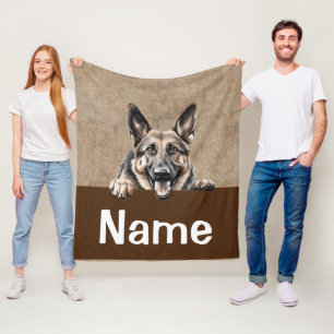 German Shepherd Peeking Puppy Dog Pet Fleece Blanket