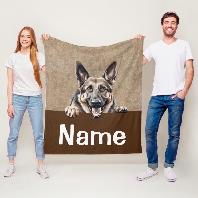 German Shepherd Peeking Puppy Dog Pet Fleece Blanket (In Situ)