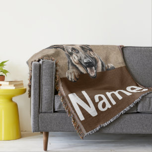 German Shepherd Peeking Puppy Dog Pet Throw Blanket