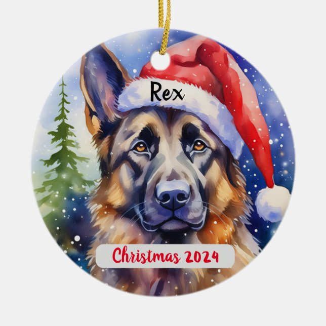 German Shepherd Personalised Christmas Ornament (Front)